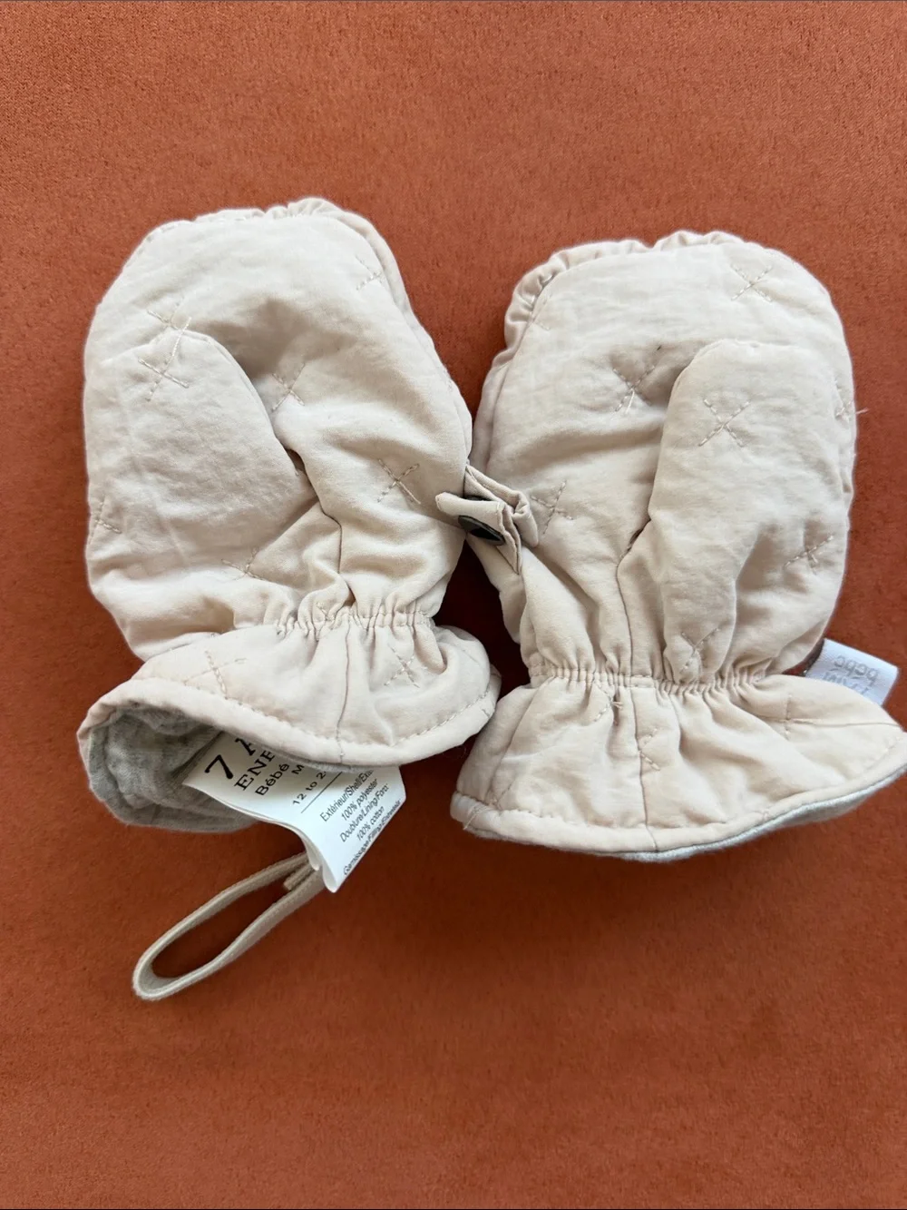 Soft Cream Quilted Baby Mittens